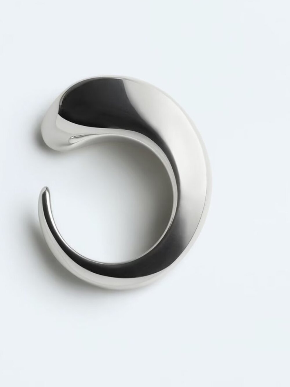 Bottega Veneta Prisma Sculptural Silver Ring Size 7